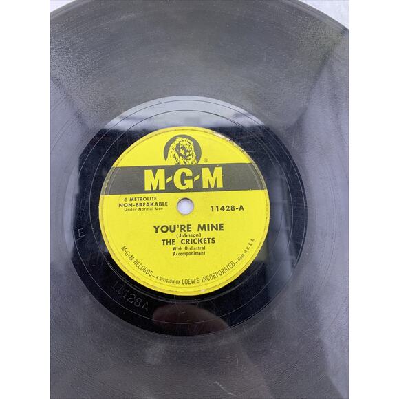 CRICKETS: you're mine / milk and gin MGM 7" Single 45 RPM - Picture 2 of 4